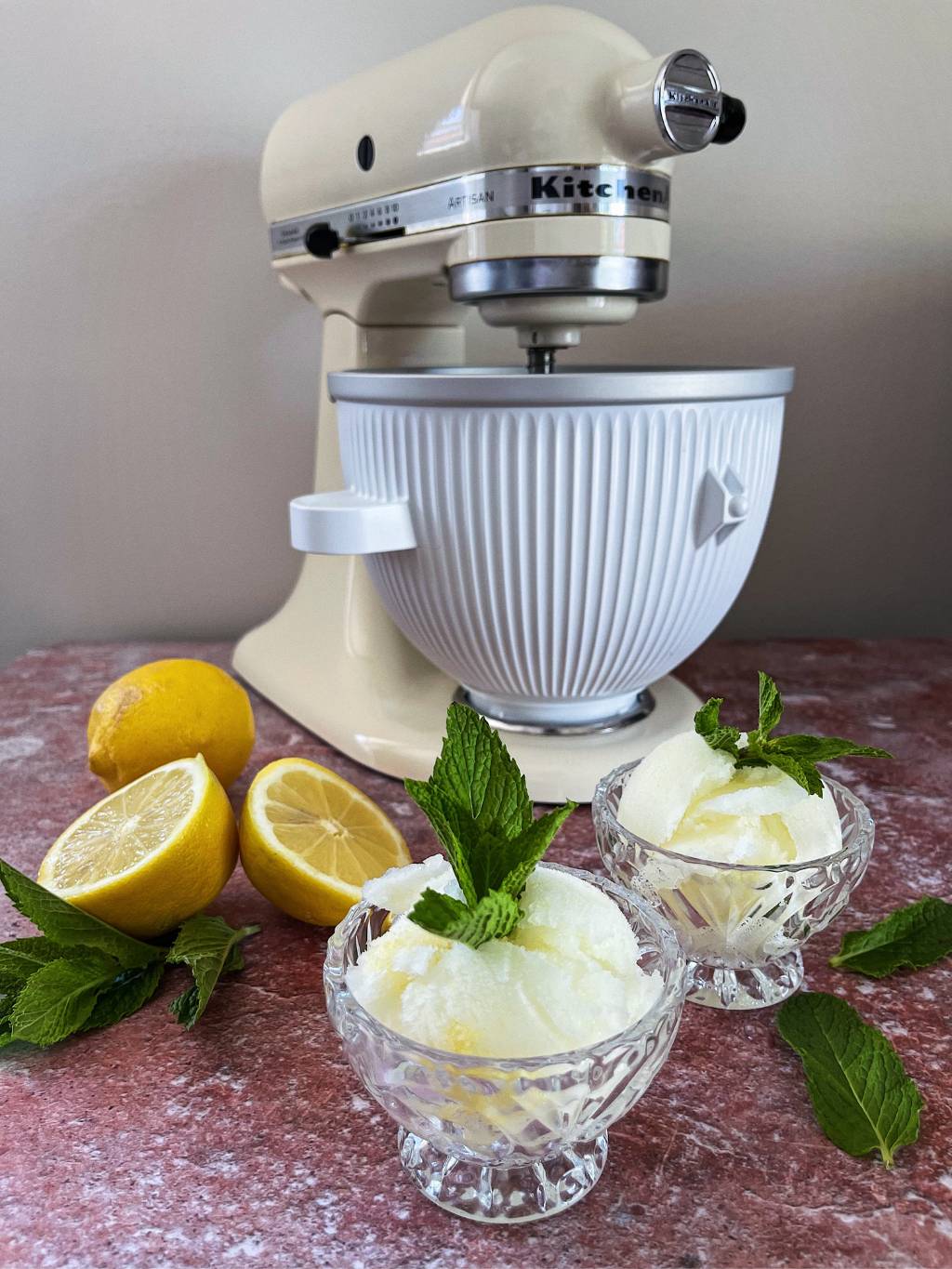 Limoncello and Mint Sorbet