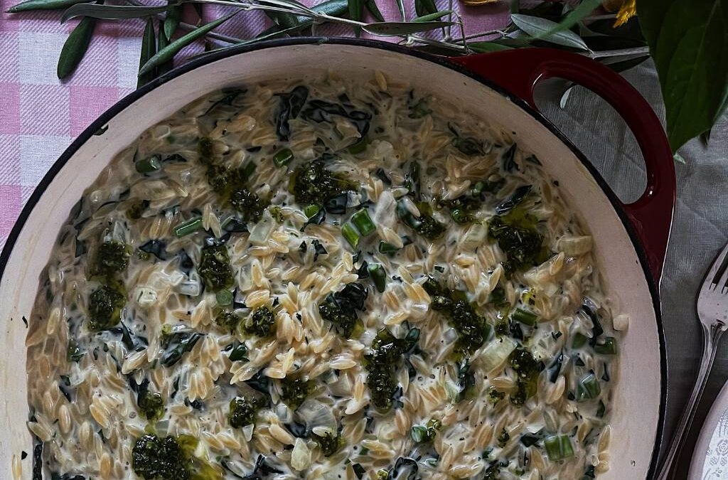 Creamy Herb Orzo with a Garlic & Herb Oil
